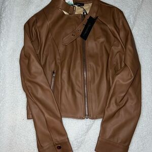 Brown Faux Leather Jacket